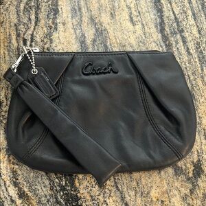 Coach Black Leather Wristlet